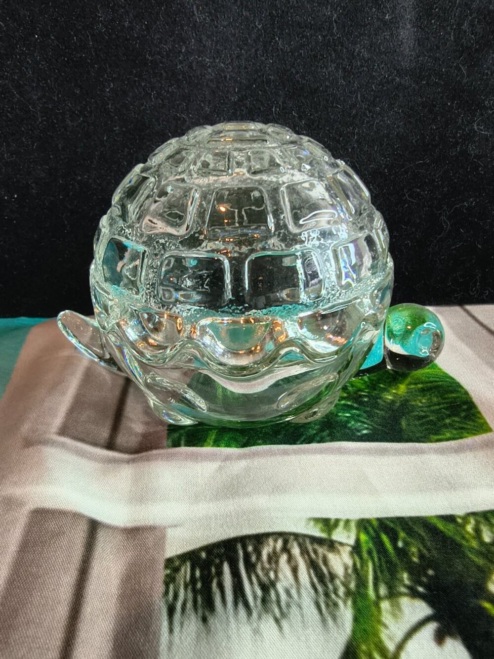 Vintage Anchor Hocking Glass Turtle Trinket Box